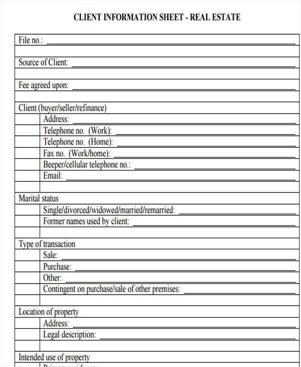 Real Estate Fact Sheet Template 27 Information Sheet Templates In Word