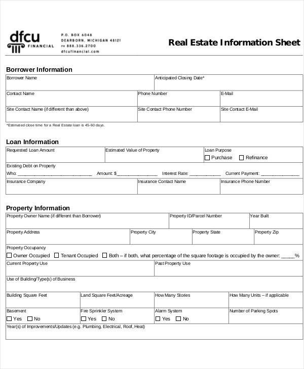 Real Estate Fact Sheet Template 49 Information Sheet Examples