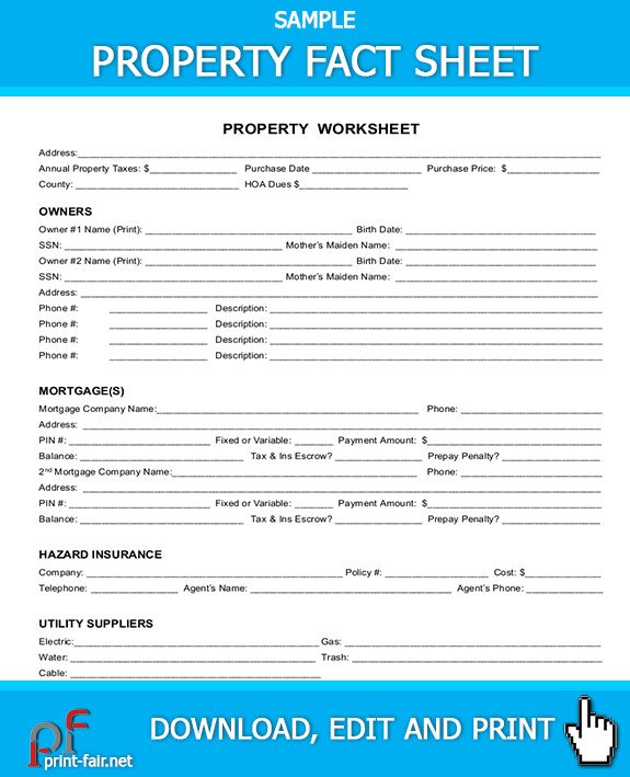 Real Estate Fact Sheet Template Property Fact Sheet