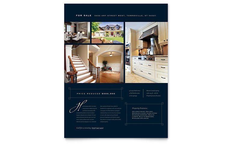 Real Estate Flyer Template Word Luxury Home Real Estate Flyer Template Word & Publisher