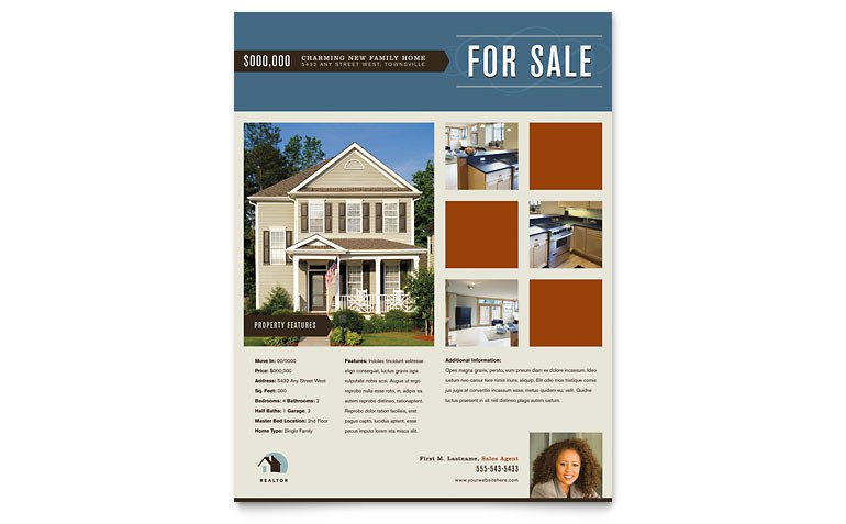 Real Estate Flyer Template Word Residential Realtor Flyer Template Word &amp; Publisher