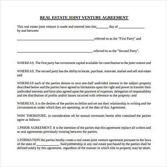 Real Estate Partnership Agreement Sample Real Estate Partnership Agreement 13 Free