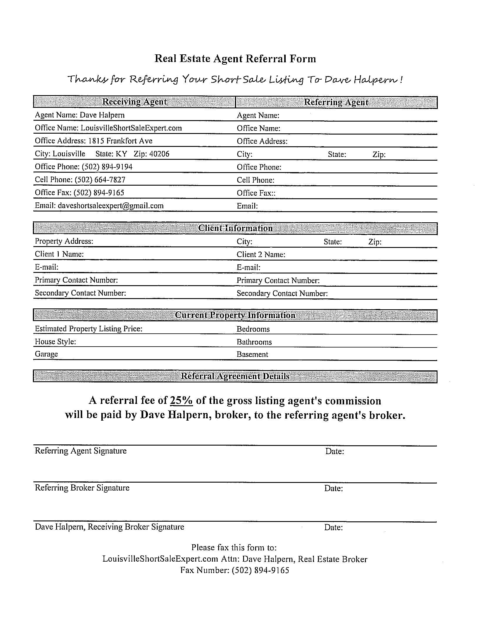 Real Estate Referral form 12 Best S Of Real Estate Agent Referral form Free