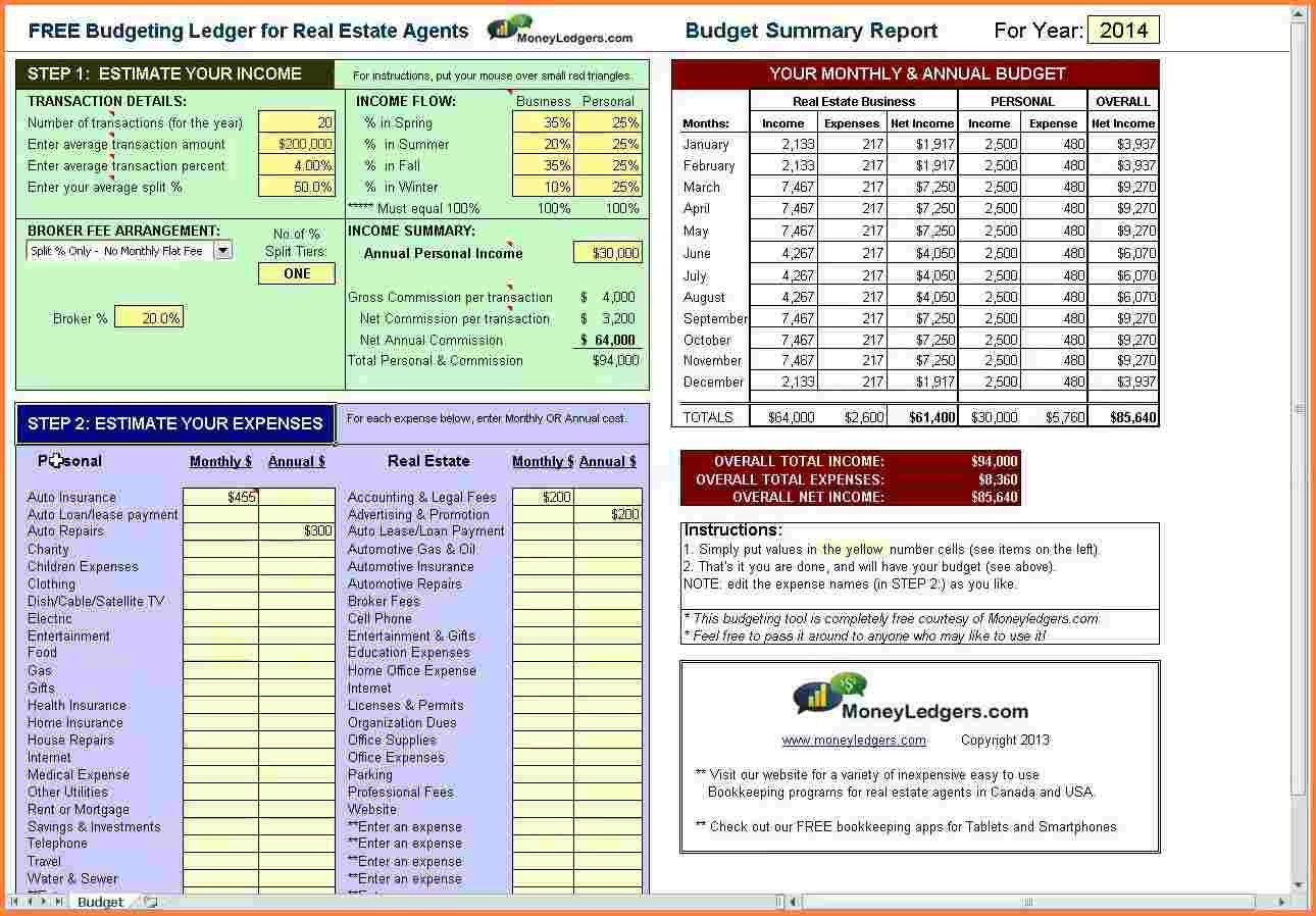 Real Estate Spreadsheet Templates 5 Real Estate Agent Expense Tracking Spreadsheet
