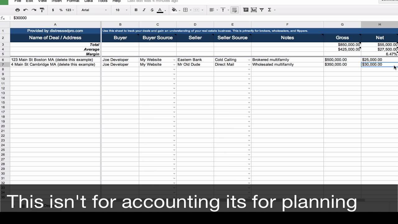 Real Estate Spreadsheet Templates Real Estate Transaction Tracker Spreadsheet Template