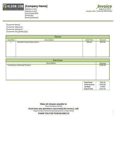 Receipt for Services Template 25 Free Service Invoice Templates [billing In Word and