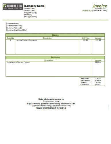 Receipt for Services Template 25 Free Service Invoice Templates [billing In Word and