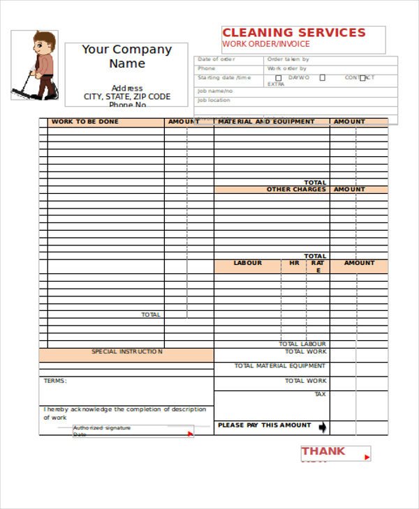 Receipt for Services Template Sample Cleaning Service Receipt 5 Examples In Word Pdf