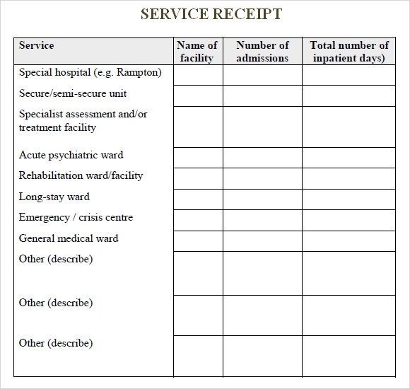 Receipt for Services Template Sample Service Receipt Template 8 Free Documents In Pdf