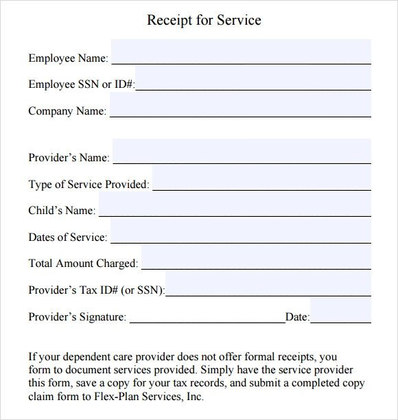 Receipt for Services Template Sample Service Receipt Template 8 Free Documents In Pdf