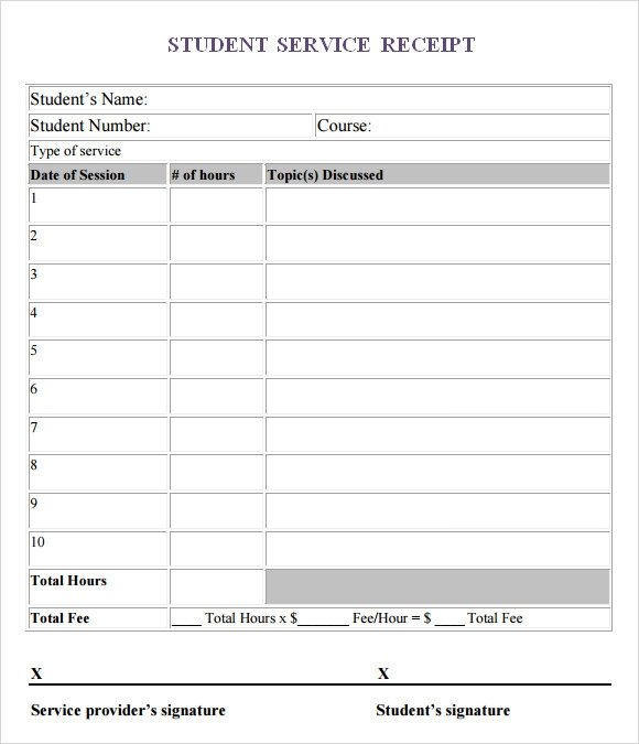 Receipt for Services Template Sample Service Receipt Template 9 Free Documents In Pdf