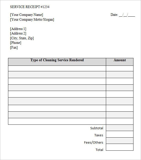 Receipt for Services Template Service Receipt Template – 9 Free Samples Examples format