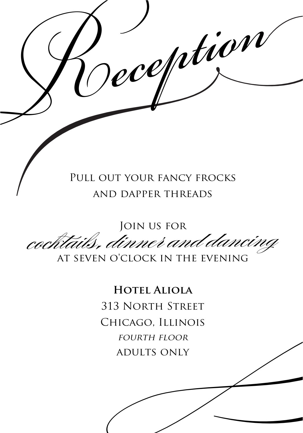 Reception Invitation Template Free Reception Amazing Stylish Black and White Wedding