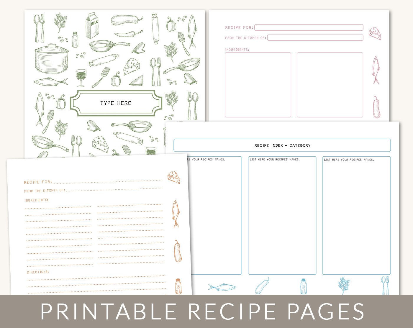 Recipe Template for Pages Diy Custom Recipe Binder Cookbook Printable Pages 40