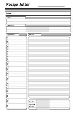 Recipe Template for Pages Recipe Jotter