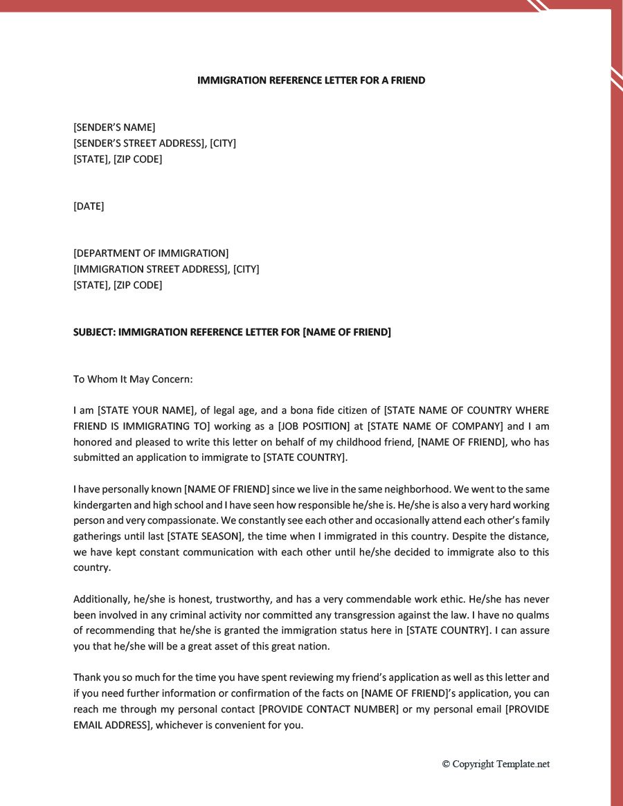 Recommendation Letter for Immigration 36 Free Immigration Letters Character Reference Letters