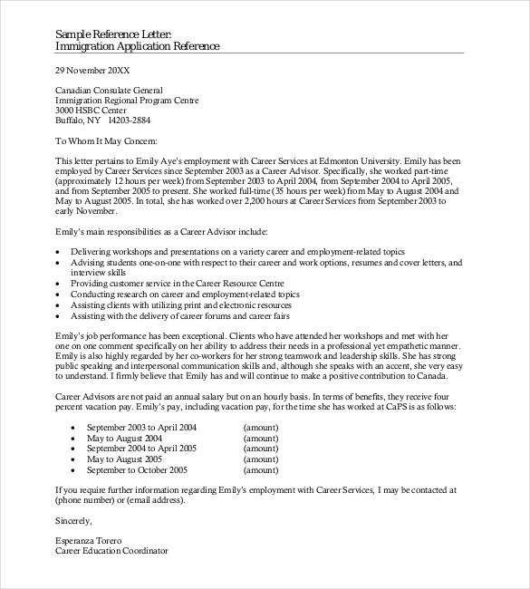 Recommendation Letter for Immigration 42 Reference Letter Templates Pdf Doc