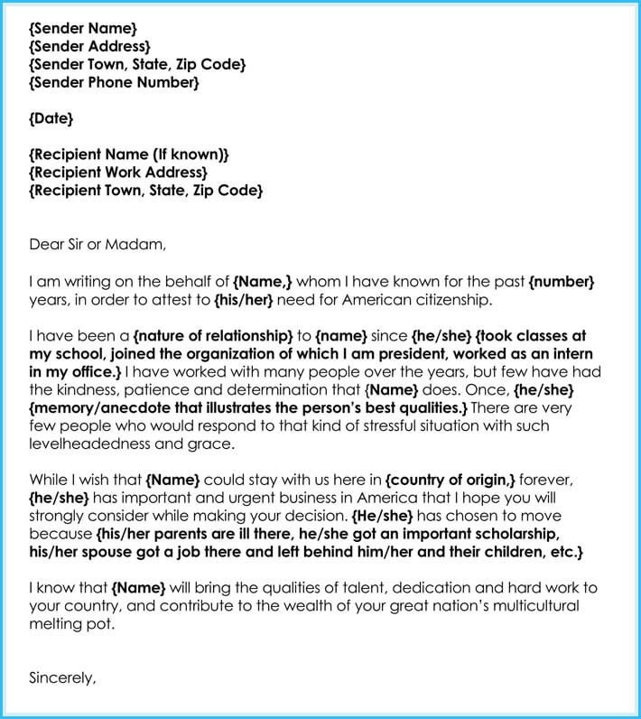 Recommendation Letter for Immigration Immigration Reference Letters 6 Samples & Templates