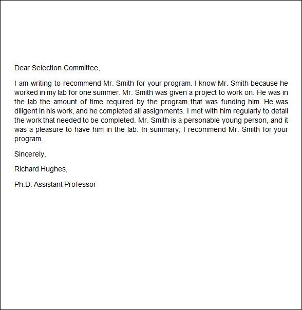 Recommendation Letter Template for Job Free 12 Job Re Mendation Letters In Word Pdf
