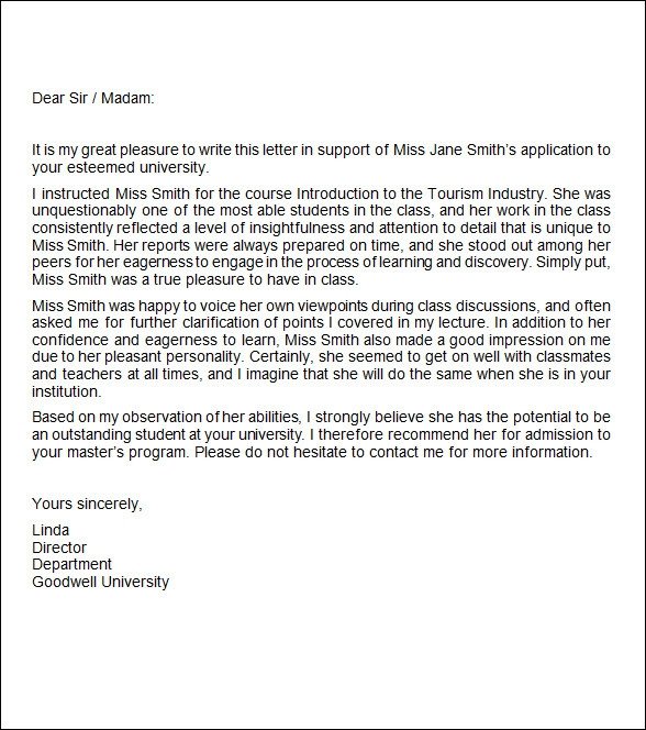 Recommendation Letter Template for Job Free 12 Job Re Mendation Letters In Word Pdf