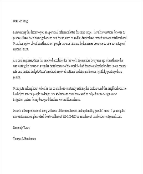 Recommendation Letter Template for Job Job Reference Letter Templates 11 Free Word Pdf format