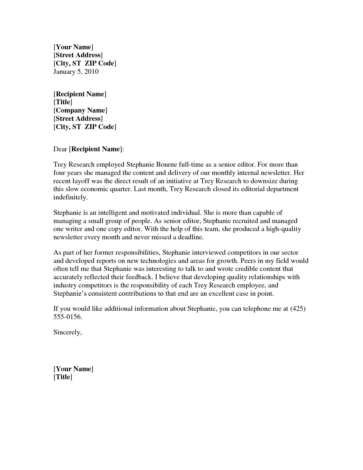 Reference Letter Templates Word Professional Reference Letter Template Word – Business