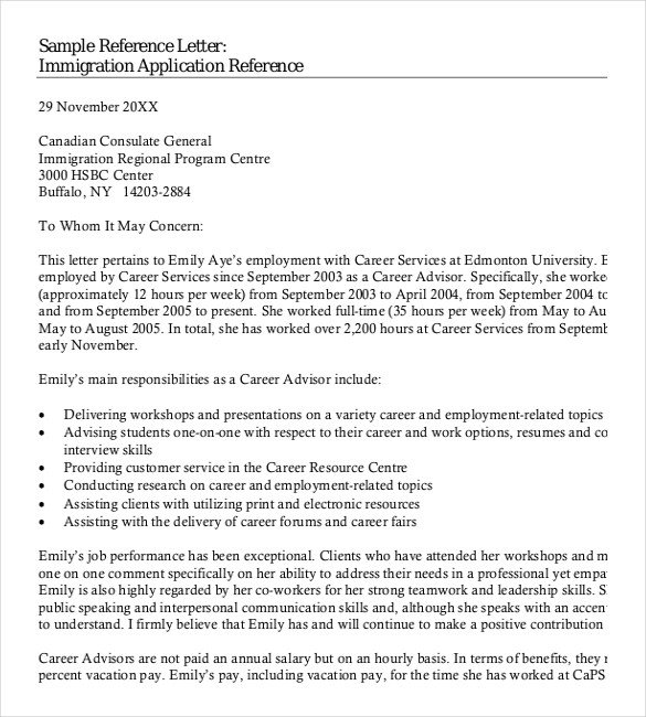 Reference Letters for Immigration Reference Letter Templates – 18 Free Word Pdf Documents