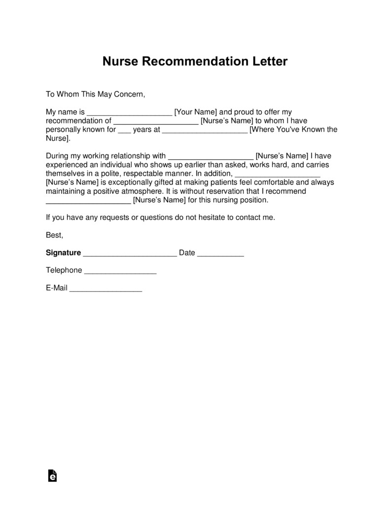 Reference Letters for Nurses Free Registered Nurse Rn Letter Of Re Mendation