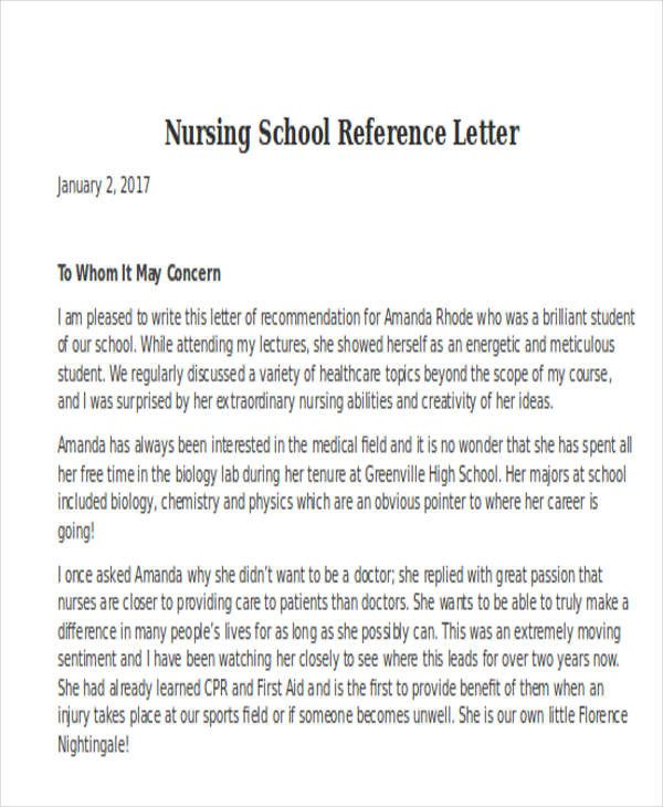 Reference Letters for Nurses Nursing Reference Letter Templates 12 Free Word Pdf