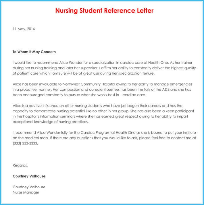 Reference Letters for Nurses Nursing Reference Re Mendation Letters 9 Sample Letters