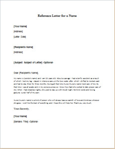 Reference Letters for Nurses Reference Letter for A Nurse