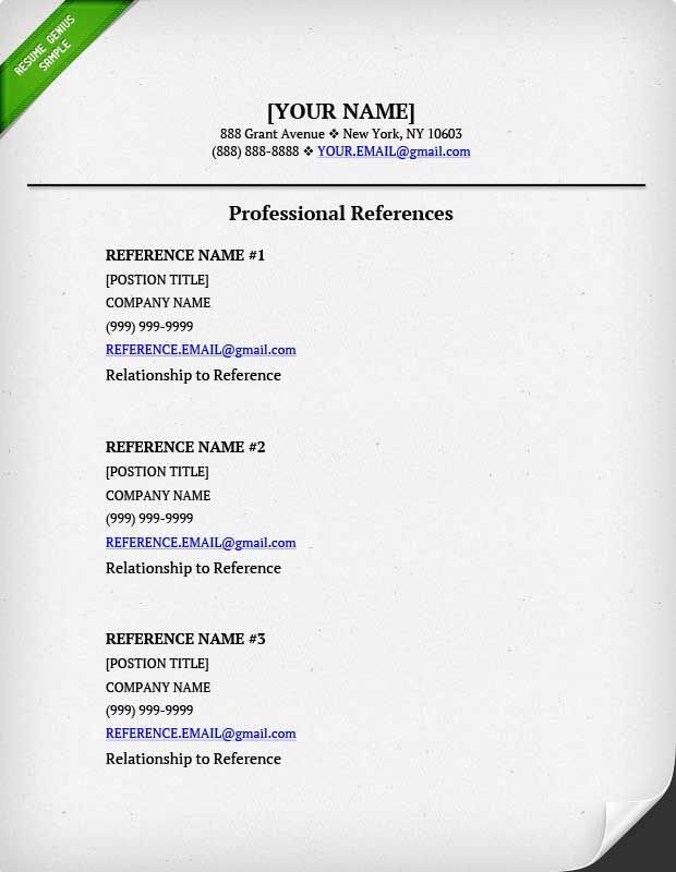 Reference Sheet for Resume Template References 3 Resume format
