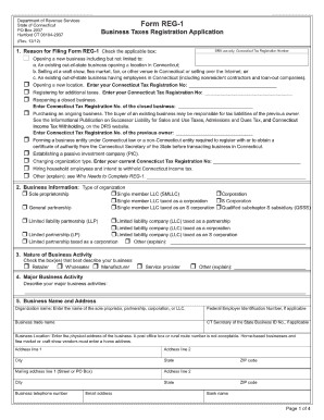 Reg 262 Template 2012 2017 form Ct Drs Reg 1 Fill Line Printable