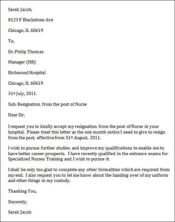 Registered Nurse Resignation Letter 9 Nursing Resignation Letters Doc Pdf