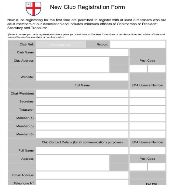 Registration form Template Free 15 Sample Club Application Templates Pdf Doc