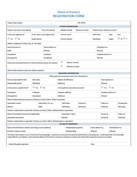 Registration form Template Free Download Download Hospital Patient Registration form Templates
