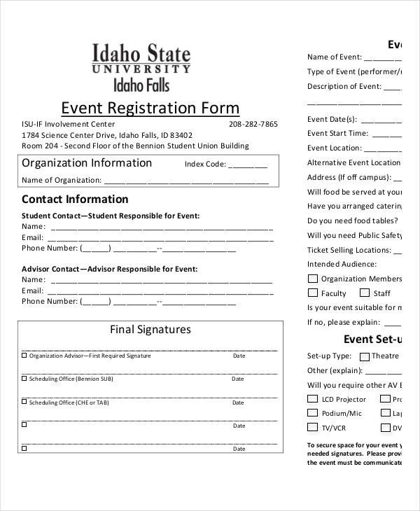 Registration form Template Free Download Printable Registration form Templates 9 Free Pdf