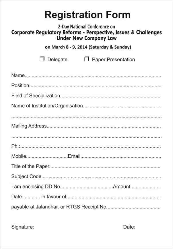 Registration form Template Free Download Printable Registration form Templates Word Excel Samples