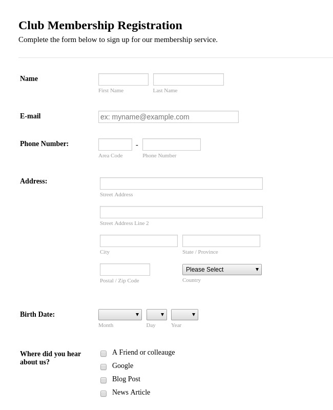 Registration forms Template Free Registration forms form Templates