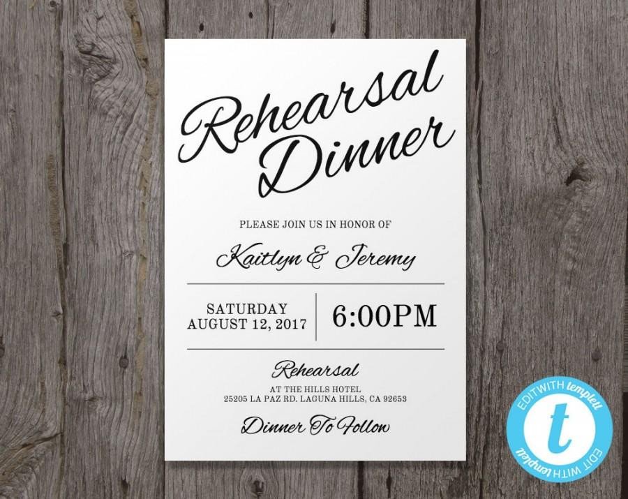 Rehearsal Dinner Invitation Template Printable Wedding Rehearsal Dinner Invitation Template