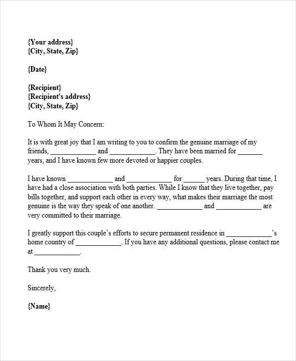 Relationship Support Letters Examples 22 Witness Letter Templates