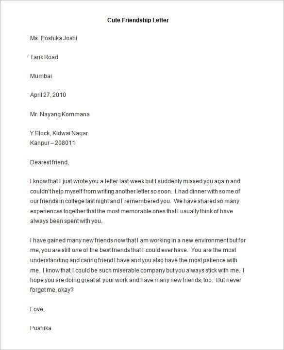 Relationship Support Letters Examples 49 Friendly Letter Templates Pdf Doc