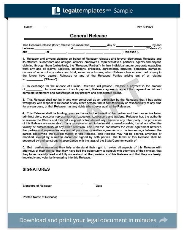 Release Of Liability Template Free Release Of Liability form