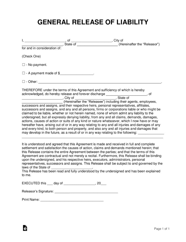 Release Of Liability Template Free Release Of Liability Hold Harmless Agreement