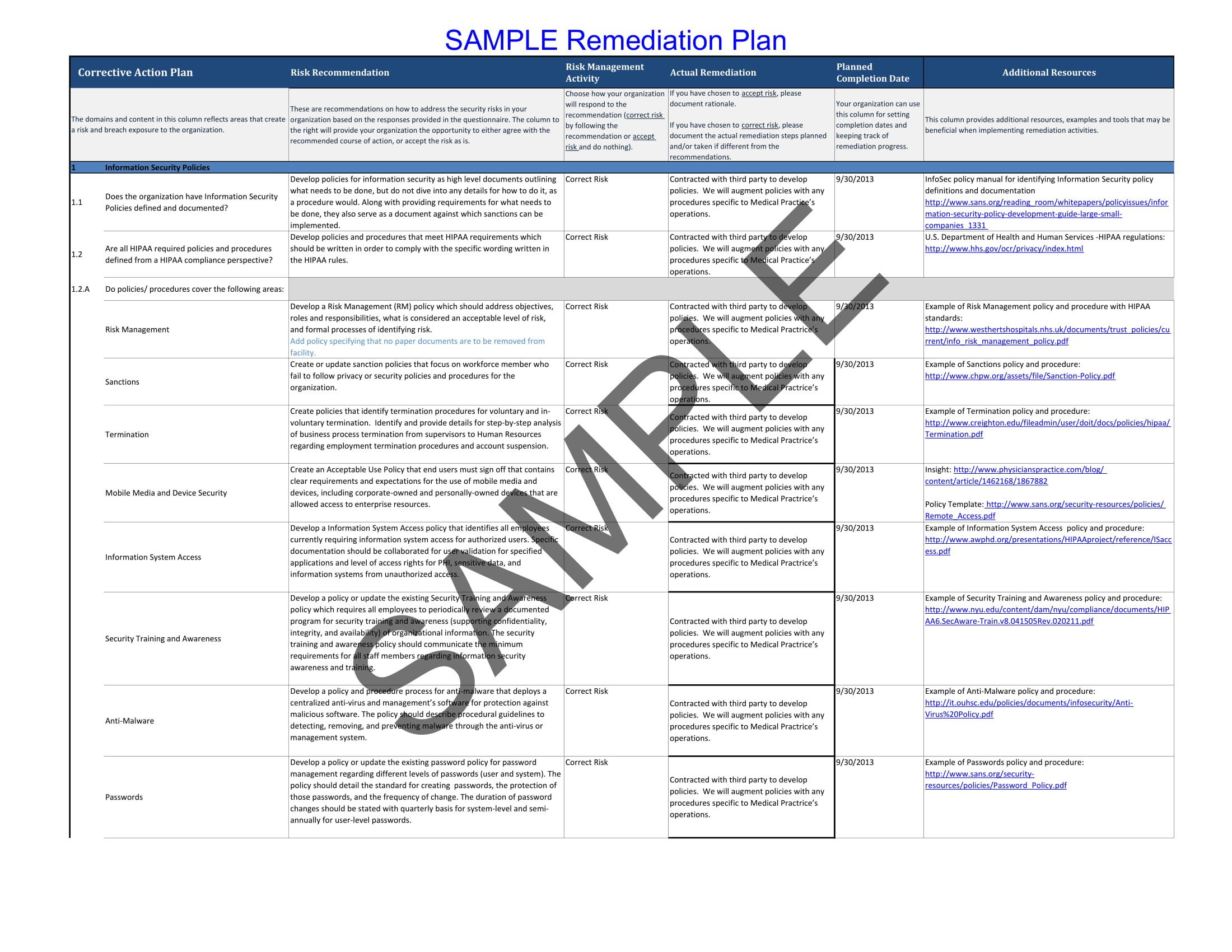 Remediation Action Plan Template 9 Remedial Action Plan Examples Pdf
