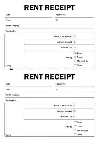 Rent Receipt Template Word Document Free Rent Receipt Templates Download or Print