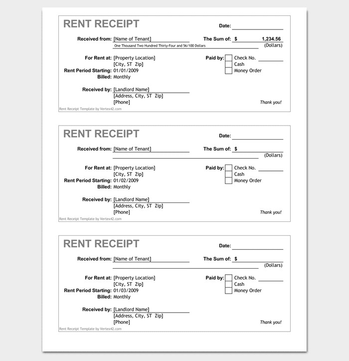 Rent Receipt Template Word Document Rent Receipt Template 9 forms for Word Doc Pdf format