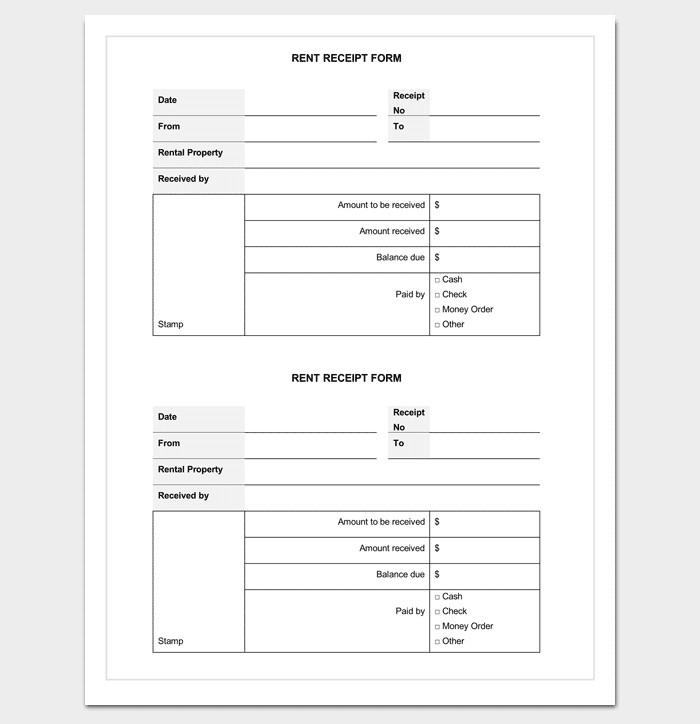 Rent Receipt Template Word Document Rent Receipt Template 9 forms for Word Doc Pdf format