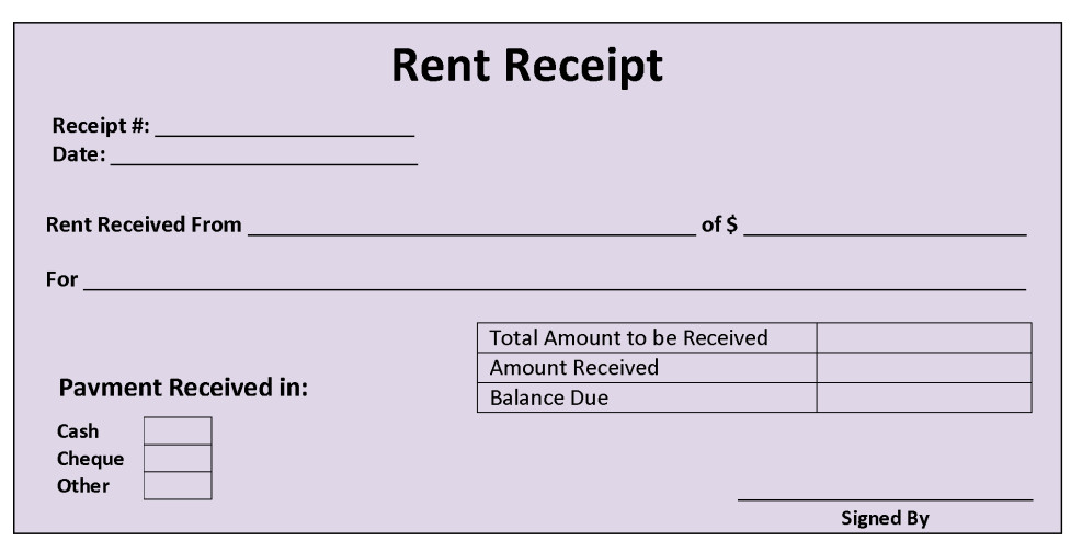 Rent Receipt Template Word Document Sample House Rent Receipt Template