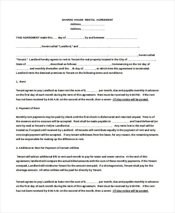 Rental Agreement Template Doc 16 House Rental Agreement Templates Doc Pdf